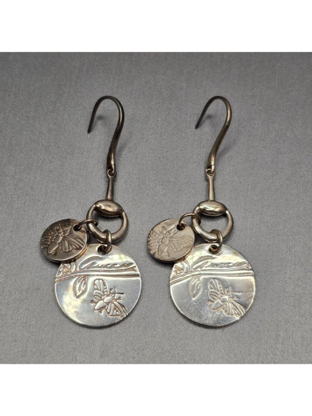 Gucci Metal Horsebit Bee Drop Earrings 2" Fashion Runway Collection - Picture 6 of 9